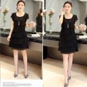 Rochie stratificată de culoare solidă 9