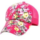 Damkeps med blommönster av rosor och nätbakdel. Luftig sommarhatt med justerbar storlek och böjd skärm 4