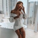 Off-shoulder klänning i spets 6