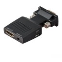 VGA till HDMI-adapter med ljudingång 3,5 mm jack För anslutning av dator till TV eller monitor Strömförsörjning via USB Mått 6,7 x 3,3 x 1,7 cm 1