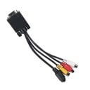 Adapter VGA till S-video och 3x RCA Kabeladapter med hane VGA-kontakt och hona S-video- och RCA-kontakter Längd 18 cm Material PVC 2