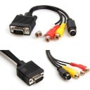Adapter VGA till S-video och 3x RCA Kabeladapter med hane VGA-kontakt och hona S-video- och RCA-kontakter Längd 18 cm Material PVC 4