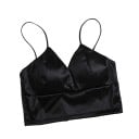 Dam bralette-bh med V-ringning och tunna axelband Glänsande yta Bred nederkant Knäppning med hakar Spandex Universell storlek 2