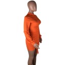 Mini rochie portocalie cu mâneci lungi 4