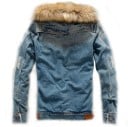 Denimjacka för herr med huva J1414 3