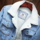 Denim vinterjacka för män med päls 5