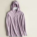 Damstickad hoodie med dragsko Långa raglanärmar Ribbad mudd och nederkant Polyester 7