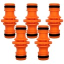 5er Set 1/2 Zoll Schnellkupplungen für Gartenschläuche orange Kunststoff Schlauchreparaturverbinder 5