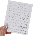 6 Blätter metallischer silberner Nagelaufkleber 3D Sterne Monde Kreuze Herzen metallische Transfers Dekoration Maniküre Nail Art 6