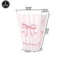 6 db Papírdoboz Popcornhoz 9,6 × 13,2 × 6,2 cm Rózsás csíkok masnival Boldog Születésnapot Parti doboz édességekhez candy bar 2