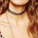 6 kpl naisten mustia choker-kaulaketjuja, pitsimuotoilu, käytännöllinen kiinnitys, tyylikäs lisä jokapäiväiseen ja iltakäyttöön 6
