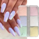 6 ks zrkadlový prášok na nechty s metalickým chromovým efektom Holografický a aurora finish Pre gél lak UV TOP COAT 3