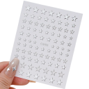 6 listů kovových stříbrných samolepek na nehty 3D hvězdy měsíce kříže srdce metalické obtisky dekorace manikúra nail art 7