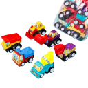 6 mini auti da costruzione per bambini Set di camion e rimorchi con movimento inerziale Giocattoli disegnati Set ingegneristico Veicoli colorati 5