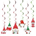 6 pcs Adornos navideños en espiral de 100 cm con motivo de duendes navideños Decoraciones colgantes para techos y ventanas Espirales decorativas 1