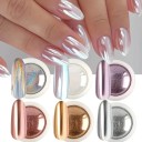6 pcs Chromed Mirror Pigment for Nails Metallic Effect, Gold, Silver, Rose, Pink for Nail Art UV Top Coat Fixation 2