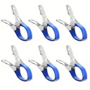 6 pcs de clipes para cobertura de piscina 6,5x2x12 cm Clipes de mola em aço inoxidável à prova de vento com cabos azuis Fixação resistente 2