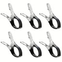 6 pcs de clipes para cobertura de piscina 6,5x2x12 cm Clipes de mola em aço inoxidável à prova de vento com cabos azuis Fixação resistente 1