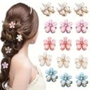 6 pcs Mini pinces à cheveux florales 19,7 mm Épingles décoratives avec strass Petites pinces décoratives Pinces mini solides pour coiffures 3