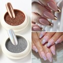 6 pcs pigment chromé miroir pour ongles effet métallique, Or, Argent, Rose, Rose pour Nail Art UV Top Coat Fixation 3