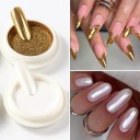 6 pcs pigmento espejo cromado para uñas efecto metálico, dorado, plateado, rosa, pink para Nail Art UV Top Coat fijación 4