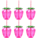 6 pcs Vaso de verano hawaiano en forma de fresa Vasos de plástico para jugo Boda Cumpleaños Fiesta en la playa Decoración de piscina 1