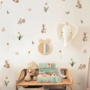 6 Sheets Stickers 14.8 x 21 cm PVC Cute Bunnies and Flowers Decorative Stickers for Diaries Notebooks Children's Room 2
