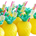 6 Stück Hawaiianische Sommer-Ananas-Trinkbecher Plastische Becher in Ananasform für Saft Hochzeit Geburtstag Strandparty Poolfeier 2