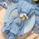 6 Stück Stoffservietten mit geknittertem Effekt 50 x 50 cm Polyester Dekorative Stoffservietten für Hochzeit Feier rustikale 2