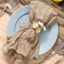 6 Stück Stoffservietten mit geknittertem Effekt 50 x 50 cm Polyester Dekorative Stoffservietten für Hochzeit Feier rustikale 4
