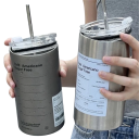 600 ml Stainless Steel 304 Travel Mug with Transparent Lid, Straw and Drinking Hole 9 x 16 cm Coffee and Tea Travel Mug 1
