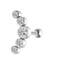 Damörhänge med en båge av fem stenar Litet örhänge i piercingstil med stav och rund låsning Zirkoner Smyckesmetall 2