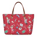Damhandväska i neopren med tryck av läkare och sjuksköterskor Prickigt mönster Två handtag 21 cm Mått 39 x 29 x 11,5 cm 1