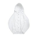 Dam oversize jacka med huva i vit färg Knäppning med tryckknappar Ballongskärning med elastisk nederkant och manschetter Polyester med bomull 1