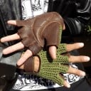 Stickade herrhandskar med läderhandflata 5
