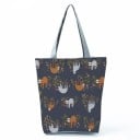 Damsväska med tryck av sengångare Högre form med utvidgad botten 27 x 37 x 8 cm Långa grå handtag Polyester Lekfullt tecknat motiv av djur 1