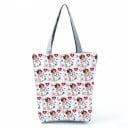 Damskasse med roliga djur- och blommotiv Polyesterkasse 27 x 37 x 8 cm med grå handtag Rymlig rektangulär form för varje dag 6