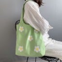 Damsk canvasväska med tryck av stora blommor Enkel shopper med breda handtag Canvas och polyester 36 x 37 cm 3
