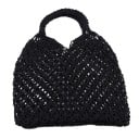 Damsk nätstrandväska av bomull Knutmönster av bomullssnören Handtag av sammanbundna snören Öppen handväska 33 x 27 cm 2