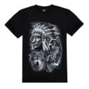 Herr-T-shirt med 3D-tryck - Indian with Wolves 1