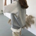 Damsk stickad väst utan ärmar Grå Lös oversize passform V-ringning med ribbad kant Ribbad nederkant Polyester och bomull 3