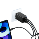 67W Schnellladegerät mit USB A und 2x USB C Anschlüssen GaN Schnellladegerät PD3.0 QC4.0 Kompaktadapter mit EU Stecker für mehrere Geräte 5