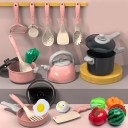 69 pièces Ensemble de cuisine pour enfants rose Ustensiles de cuisine et aliments Jouet en plastique pour la cuisine des enfants Ensemble complet 2