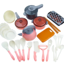 69 pièces Ensemble de cuisine pour enfants rose Ustensiles de cuisine et aliments Jouet en plastique pour la cuisine des enfants Ensemble complet 5
