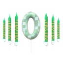 7 db-os zöld születésnapi gyertya szett Pixel témájú torta dekorációk videojáték szám gyertyák 0-9 születésnapi parti 9,5x0,8cm 1