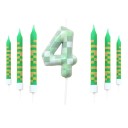 7 db-os zöld születésnapi gyertya szett Pixel témájú torta dekorációk videojáték szám gyertyák 0-9 születésnapi parti 9,5x0,8cm 5