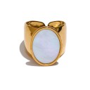7-es méretű gyűrű ovális, hangsúlyos kővel 15 × 20 mm, széles gyűrűsáv, sima minimalista dizájn hangsúlyos domináns elemmel 1