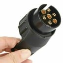 7 tűs adapter 13 tűs csatlakozóhoz 12V utánfutóhoz Vonóberendezés Vízálló aljzat Műanyag Sárgaréz Fekete Csatlakozó Autó és teherautó kiegészítő 3