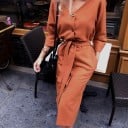 Vestido midi de otoño con hebilla 3