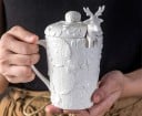 Porcelánový hrnček s uzáverom a lyžičkou 1